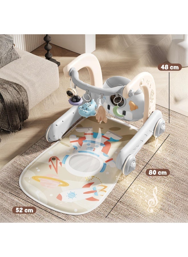 Baybee 4 in 1 Musical Baby Activity Walker & Convertible Play Gym | Push Walker with Piano, Lights, Rattles & Tummy Time Mat | Foldable Newborn to Toddler Toy for 0-36 Months Boys & Girls Pink - Image 3